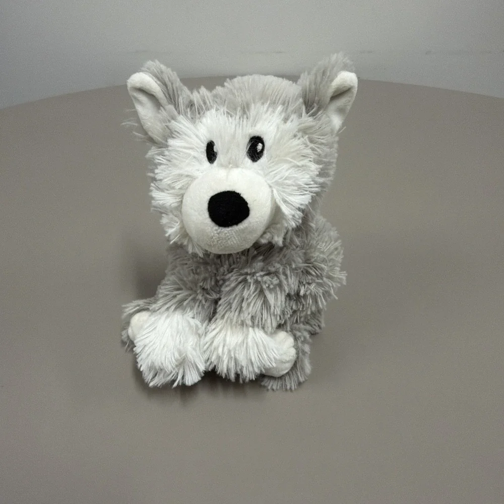 Warmies Microwavable Plush Husky Dog 10" Gray Cream Stuffed Animal Heat Therapy - Picture 1 of 11